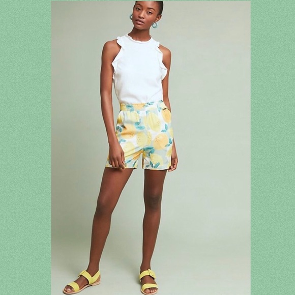Anthropologie Pants - NWT Anthropologie Costanza Silk Lemon Shorts